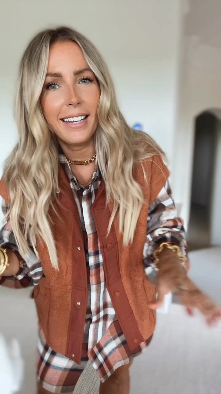 Sized up to large for this flannel shirt dress. Sized up to large in the free people looks for less vest. Fall outfit. Pumpkin patch. . Perfect to wear  with with leggings. Free people looks for less short I sized up to large. Fall fashion. Fall outfits. NFL.  #ltkmidsize #ltkvideo #ltksalealert

#LTKSaleAlert #LTKVideo