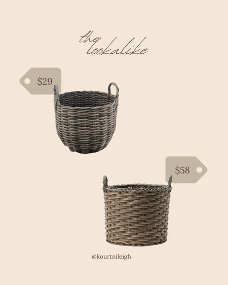 Todays lookalike! These Indoor/Outdoor Handled Baskets are so versatile! Used both indoors and out, this basket easily organizes anything from blankets to toys. The OG is on sale for 44% OFF

#LTKunder100 #LTKsalealert #LTKhome