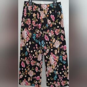 Maeve By Anthropologie The Colette Black Floral Wide Legs Pants Sz 32 | Poshmark