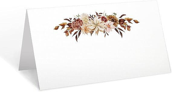 321Done Autumn Floral Place Cards, White (24 Folding Cards) Small 3.5x2, Made in the USA, Name Se... | Amazon (US)