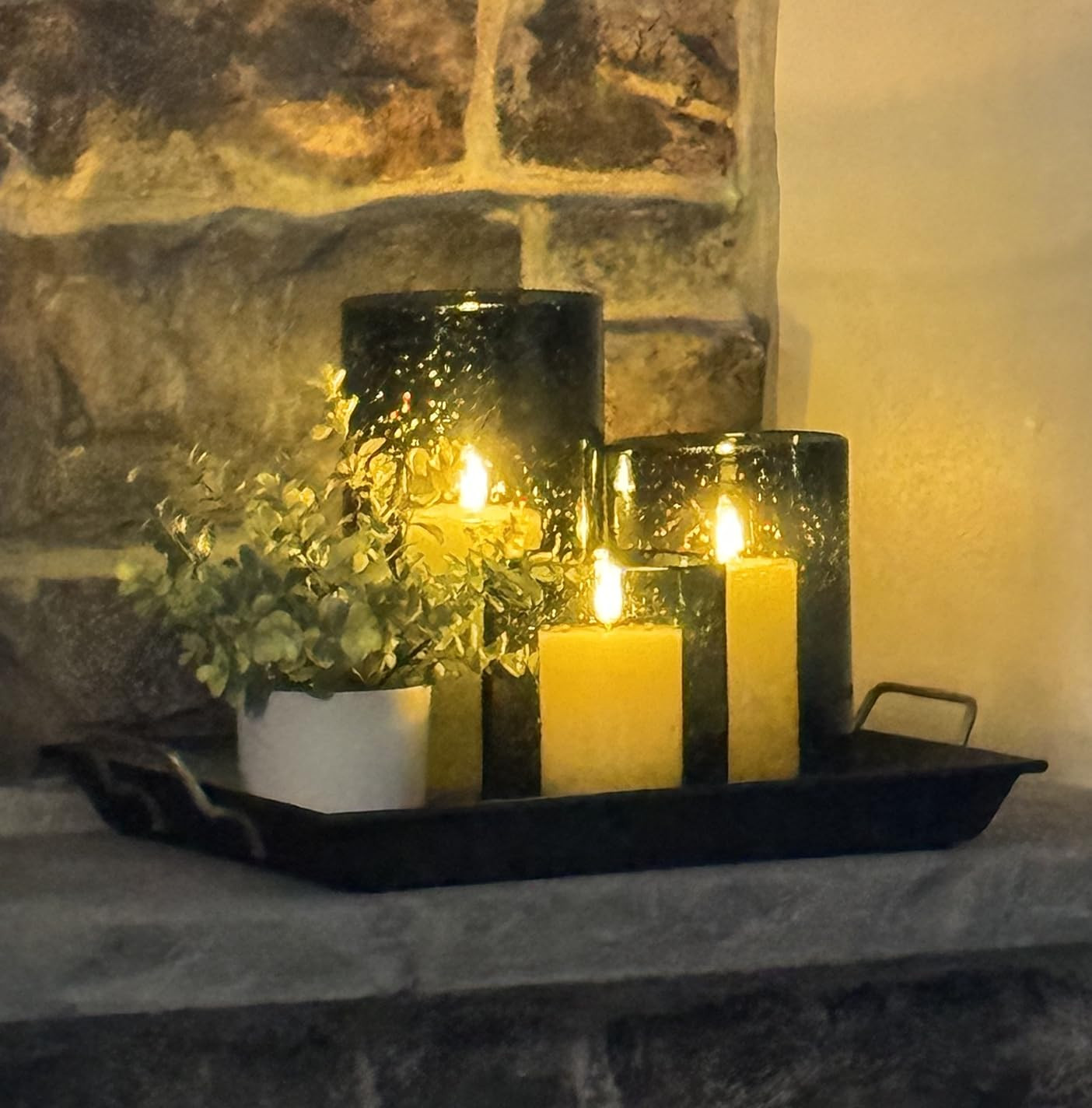 Hurricane Candle Holder for Pillar Glass Cylinder Vase Modern Rustic Centerpiece Clear Seeded Hom... | Amazon (US)