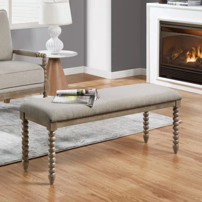 48" Wide Classic Rustic Spindle Turned Leg Upholstered Bedroom Bench | Wayfair North America