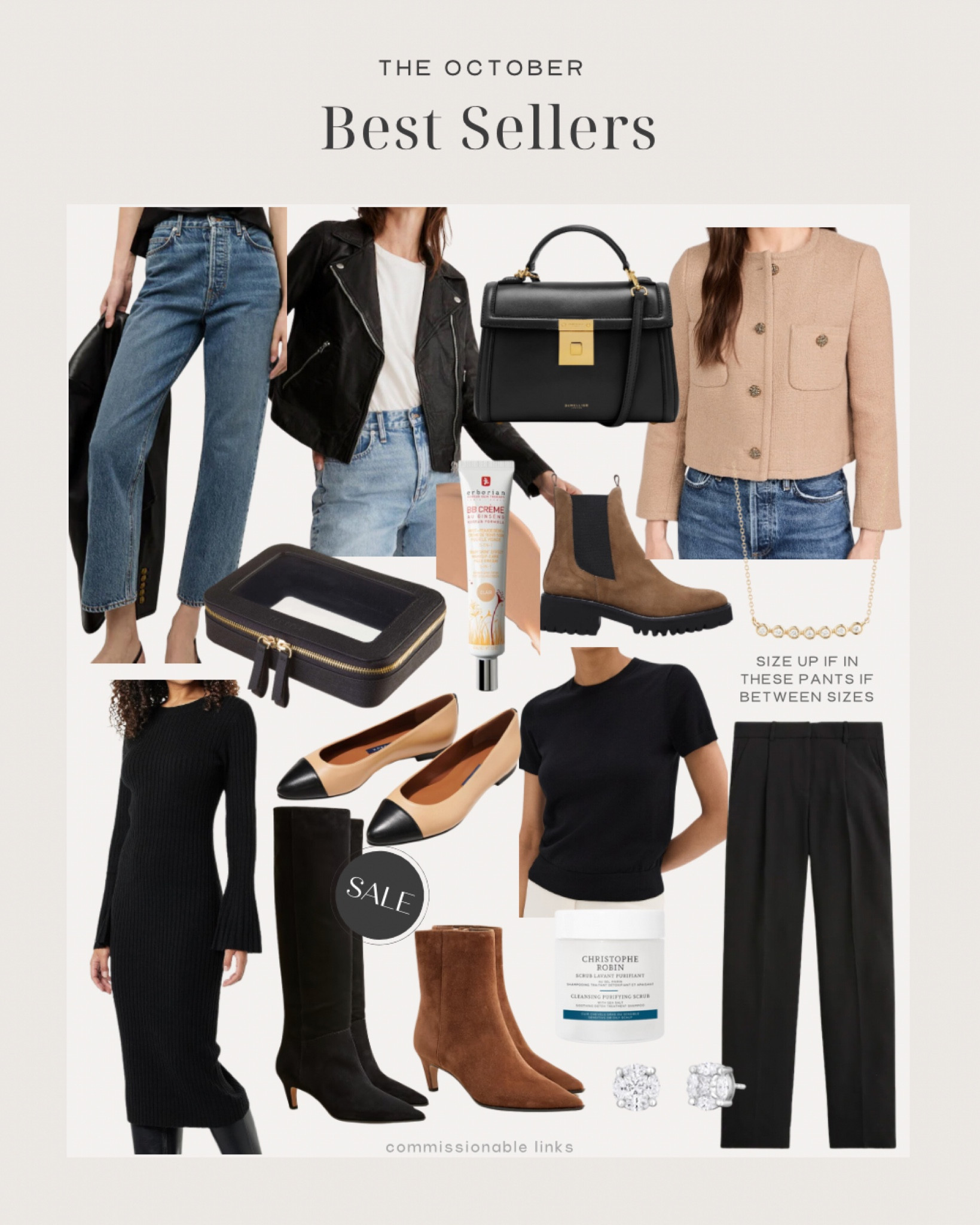 The October bestsellers!
Straight leg jeans that fit tts
Cropped tweed jacket
Top handle bag
Leather jacket
Sweater dress
Short sleeve sweater
Two tone ballet flats
Suede ankle boots
Pull on knee high boots
Waterproof boots
Bezel necklace
Lab grown diamond studs 

#LTKHoliday #LTKSeasonal