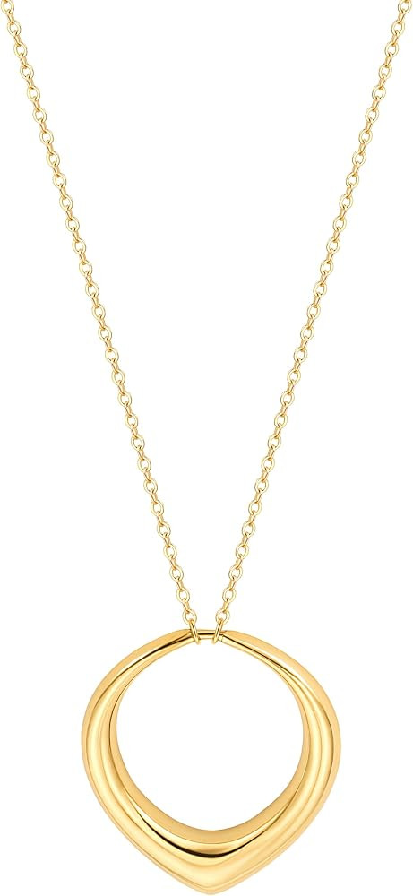 SOFYBJA 18K Gold Plated Circle Pendant Necklace Long Satellite Beaded Chain Jewelry for Women Dai... | Amazon (US)