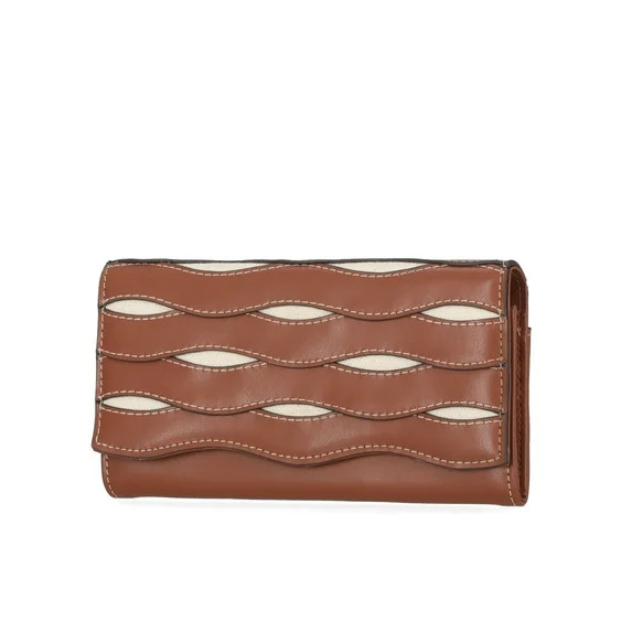 Free Assembly Women's Avery Cut Out Clutch Wallet, Cognac Brown and Cream | Walmart (US)