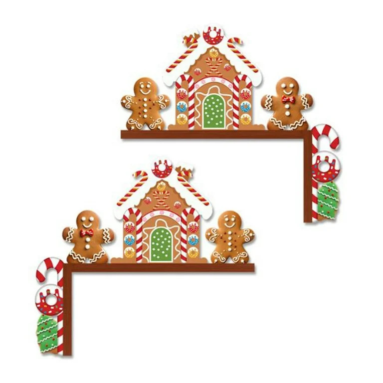 2PCS Christmas Door Topper Funny Gingerbread Candy Door Frame Corner Sign Decor Wooden Christmas ... | Walmart (US)