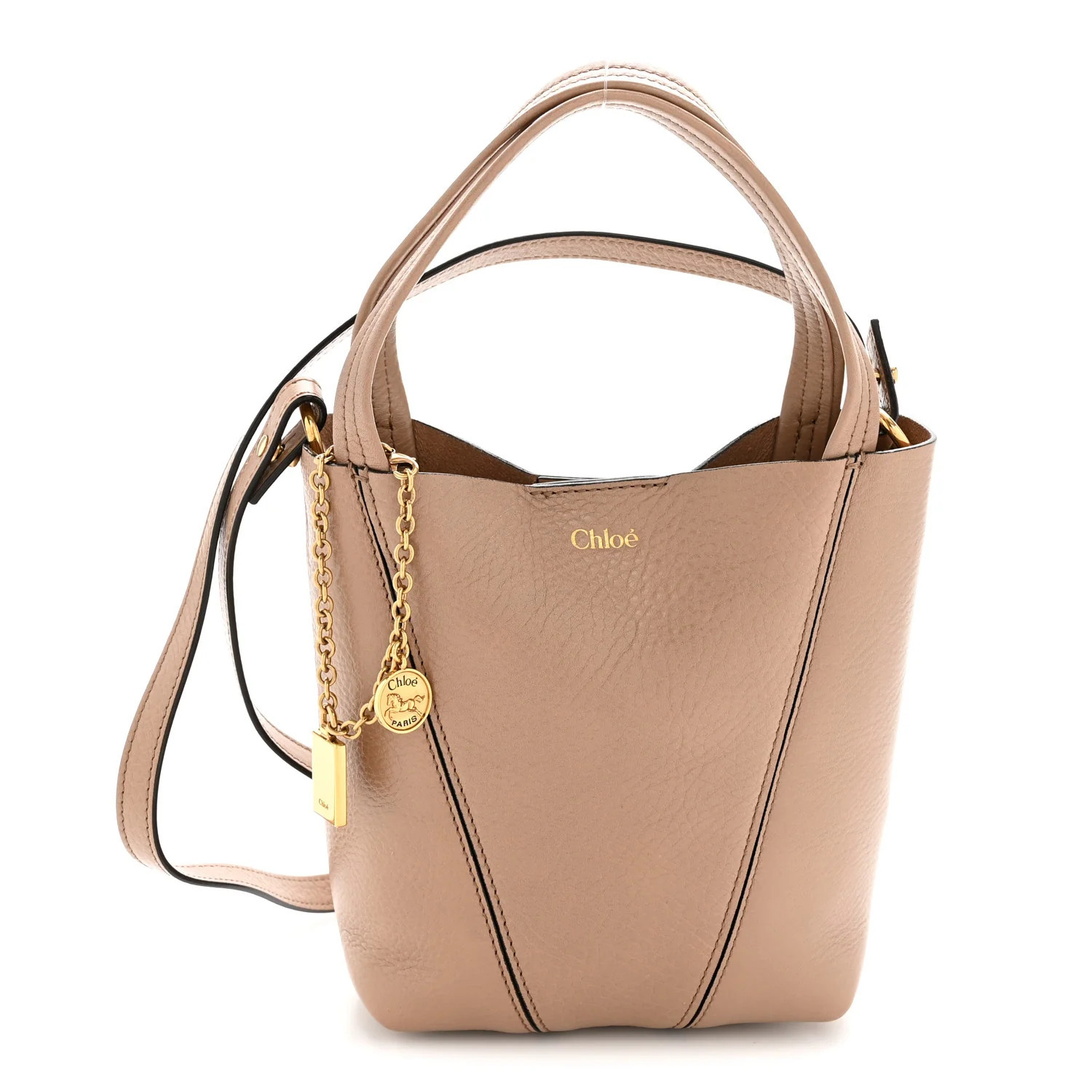 Chloe Grained Calfskin Small Spin Tote Woodrose | FASHIONPHILE (US)