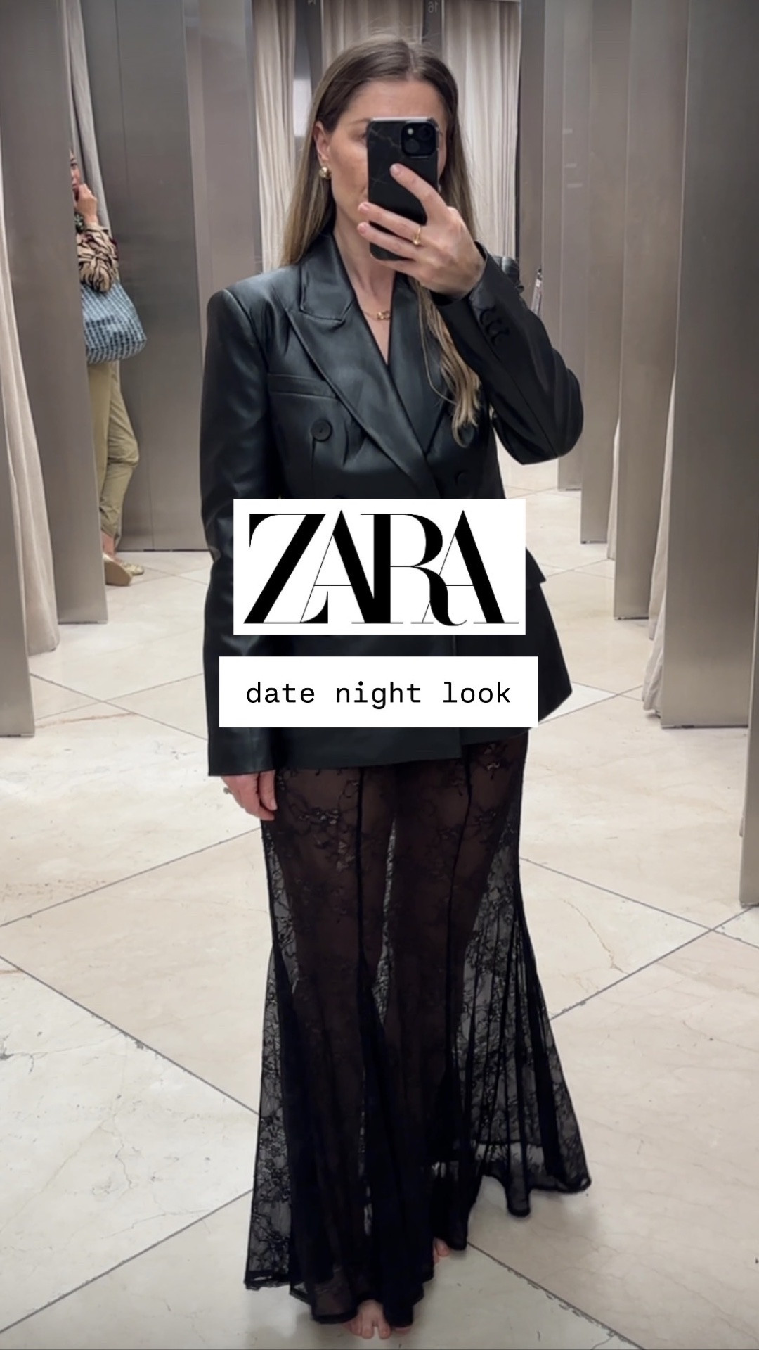 Zara date night outfit, leather jackets & lace skirt, wearing size S in all. Add black thong heeled sandals & oversized clutch for a finished look 🖤

#LTKuk #LTKautumn #LTKeurope