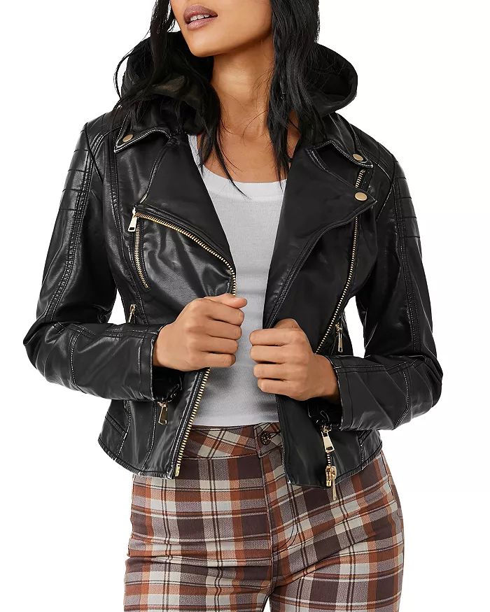 Harriet Vegan Leather Hooded Moto Jacket | Bloomingdale's (US)