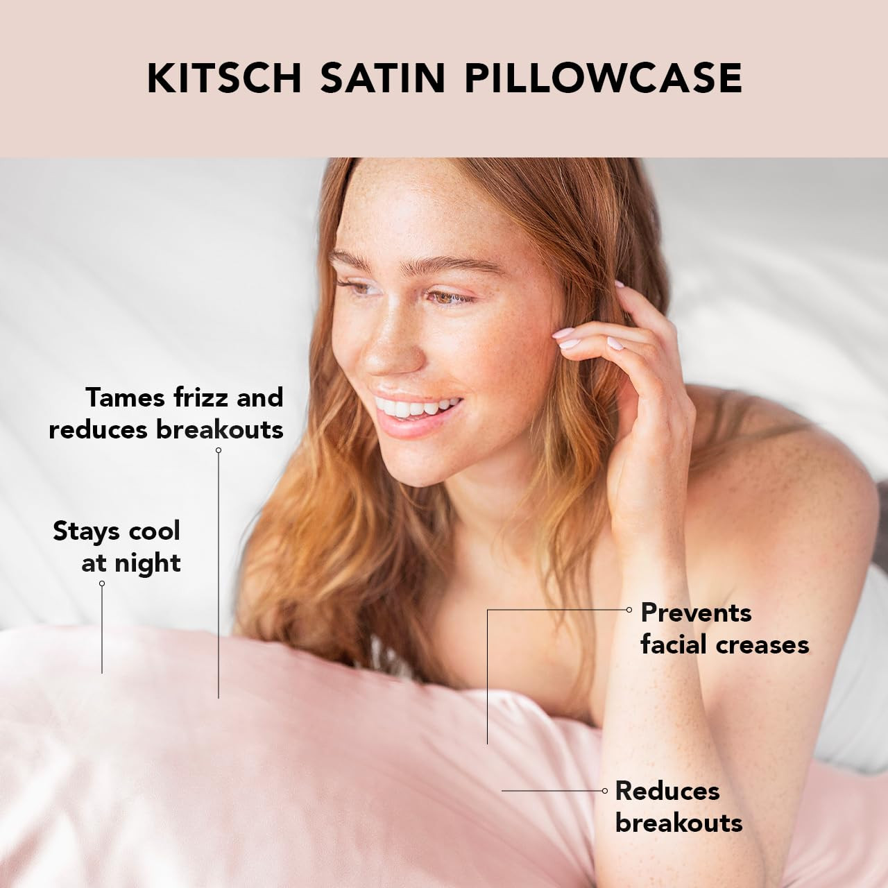 Kitsch Satin Pillowcase with Zipper for Hair & Skin, Softer Than Silk Pillow Cases Queen, Wrinkle... | Amazon (US)
