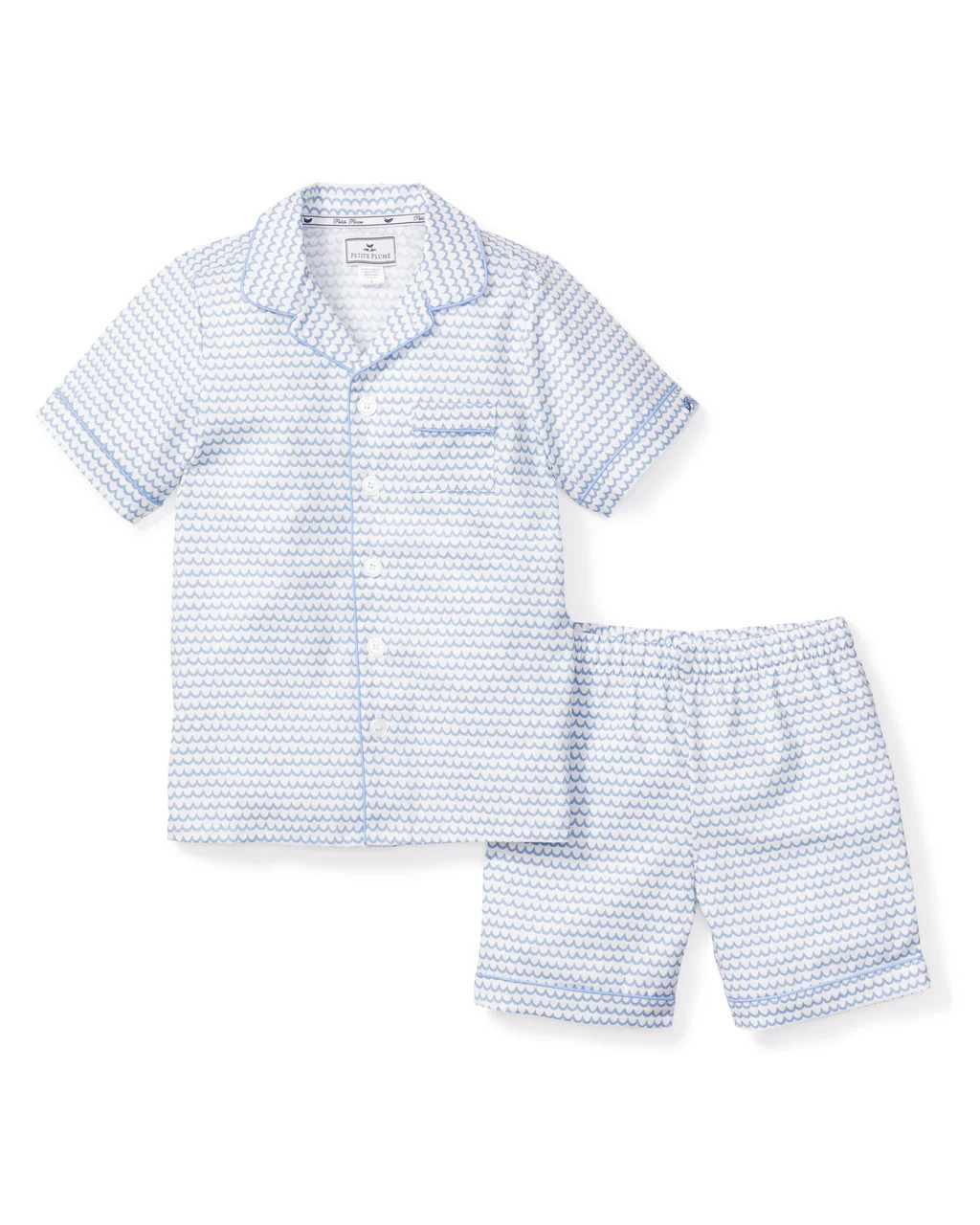 Kid's Twill Pajama Short Set in La Mer | Petite Plume