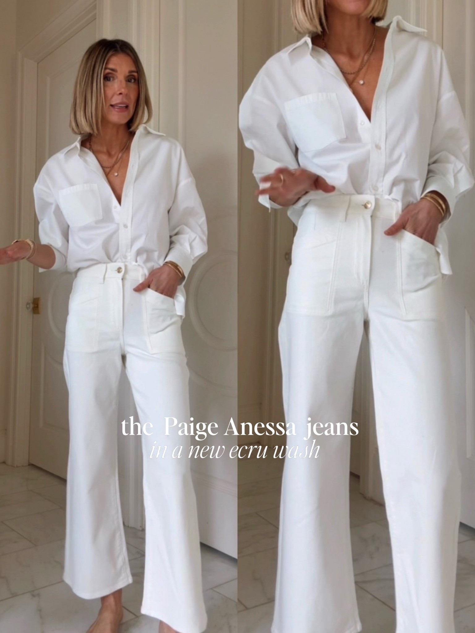 If you're looking for a good pair of white jeans - these are flattering, comfortable, love the wide leg and high rise. Get them before they sell out- white jeans that fit well are hard to find! 