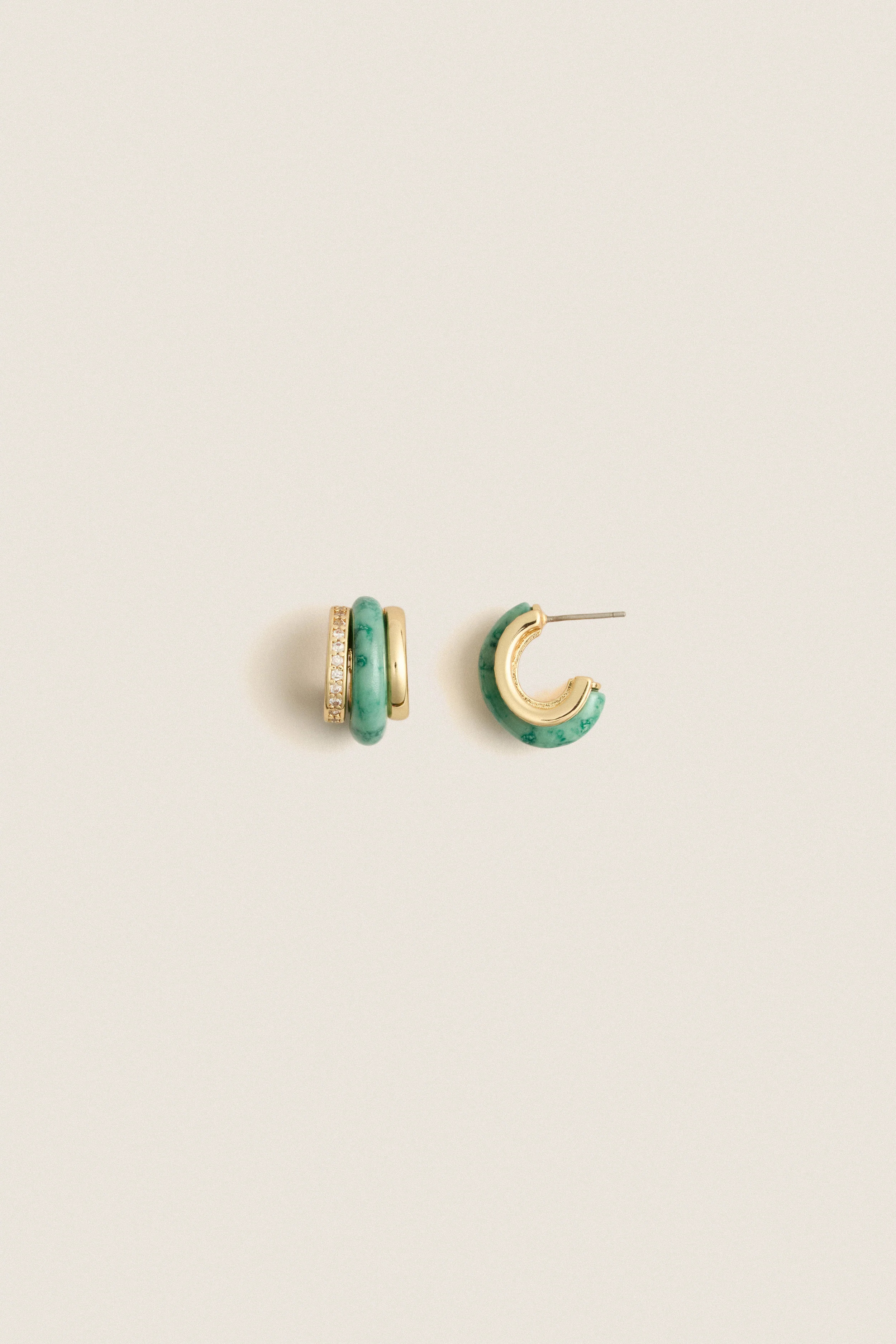 Moss Agate Semi Stone Combo Chubby Hoop Earrings | Tuckernuck (US)