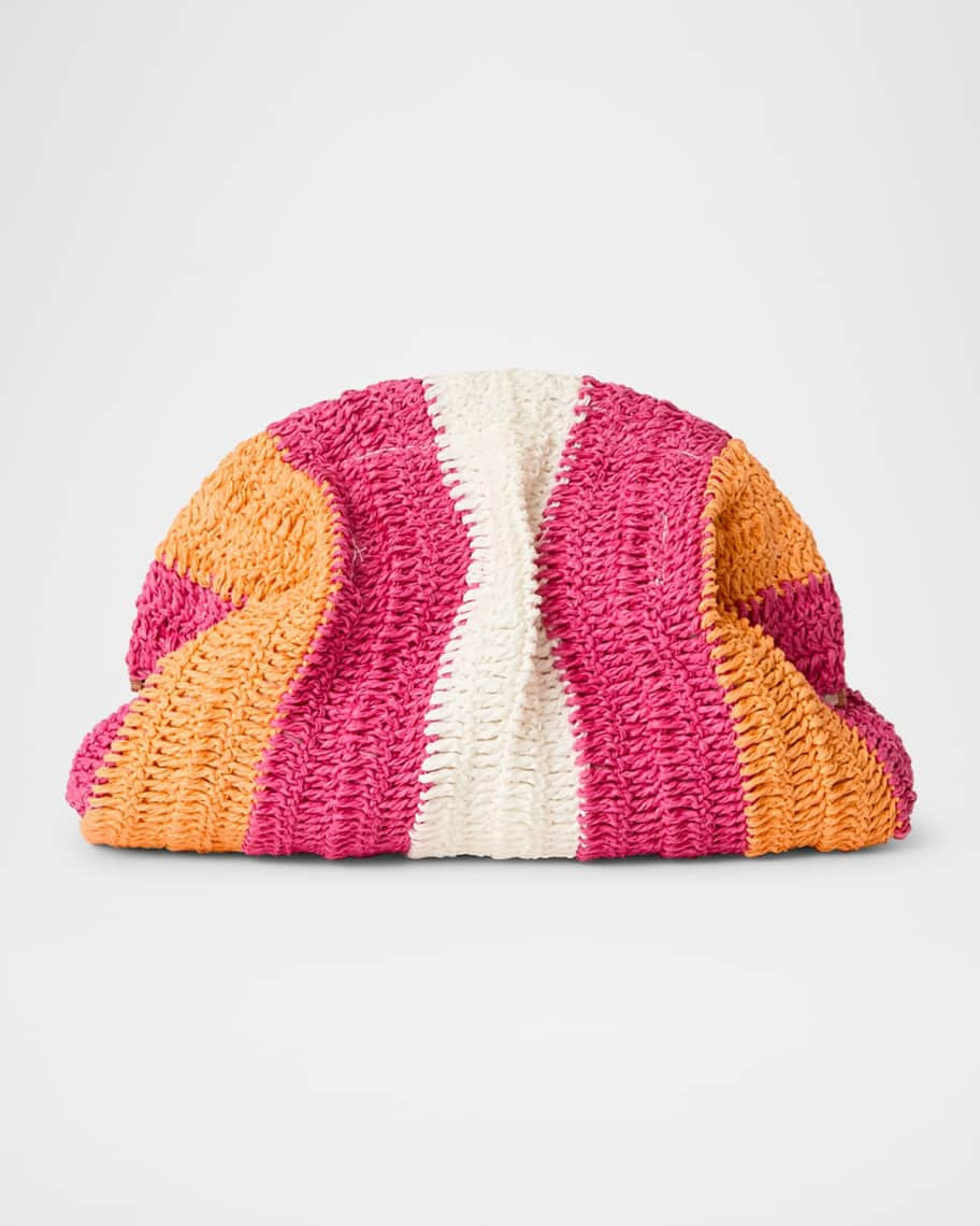 BTB Los Angeles Stella Striped Straw Clutch Bag | Neiman Marcus