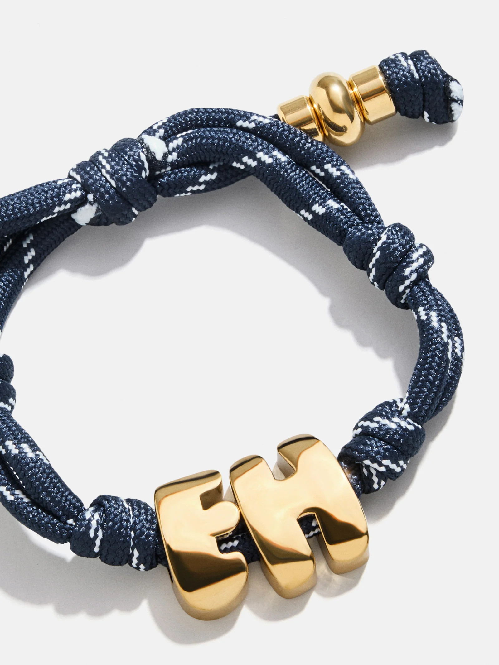 Knotty Initial Custom Bracelet - Navy Double Letters | BaubleBar