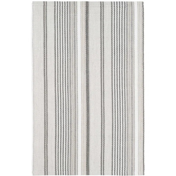 Gradation Ticking Striped Handwoven Cotton Gray/Cream Area Rug | Wayfair North America