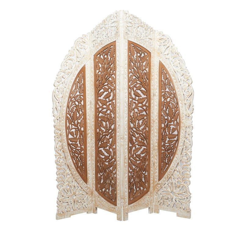 French Country Mango Wood Room Divider Screen Brown - Olivia & May | Target