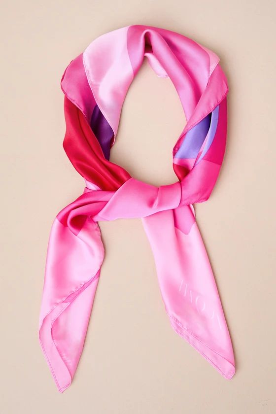Artistic Energy Pink Abstract Print Satin Square Scarf | Lulus