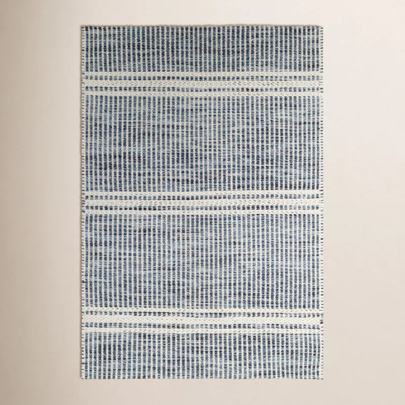 Malta Blue Handwoven Wool Rug | Wayfair North America