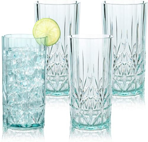 BELLAFORTE Shatterproof Tritan Plastic Tall Tumbler, Set of 4, 18oz - Myrtle Beach Drinking Glasses - Unbreakable Drinking Glasses for Parties - BPA Free - Teal | Amazon (US)
