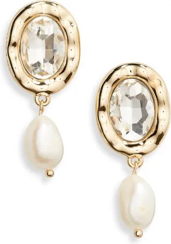 Nordstrom Genuine Freshwater Pearl & Crystal Cabochon Drop Earrings | Nordstrom | Nordstrom