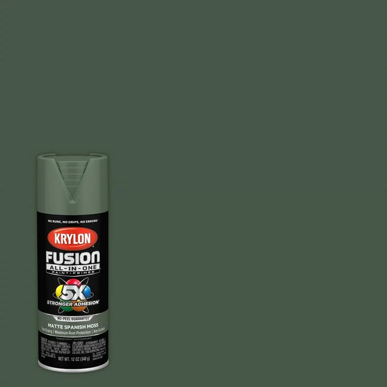 Krylon K02796007 Krylon Fusion All-In-One Spanish Moss Matte 12 oz. Spray Paint, Multi-Surface, (... | Walmart (US)