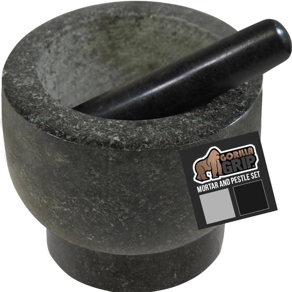 GORILLA GRIP Heavy Duty Mortar and Pestle Set with Slip Resistant Base, 100% Granite Stone Molcaj... | Amazon (US)