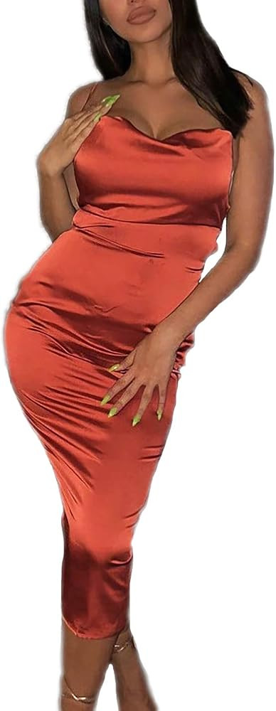 Velius Women's Sexy Spaghetti Strap Backless Lace up Bodycon Party Dress | Amazon (US)