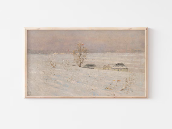 Samsung Frame TV Art File  Vintage Snowy Landscape Painting  | Etsy | Etsy (US)