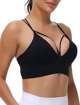 MotoRun Bralettes for Women, Strappy Sports Bra Push up Bralette Sexy Bras Rave Top | Amazon (US)