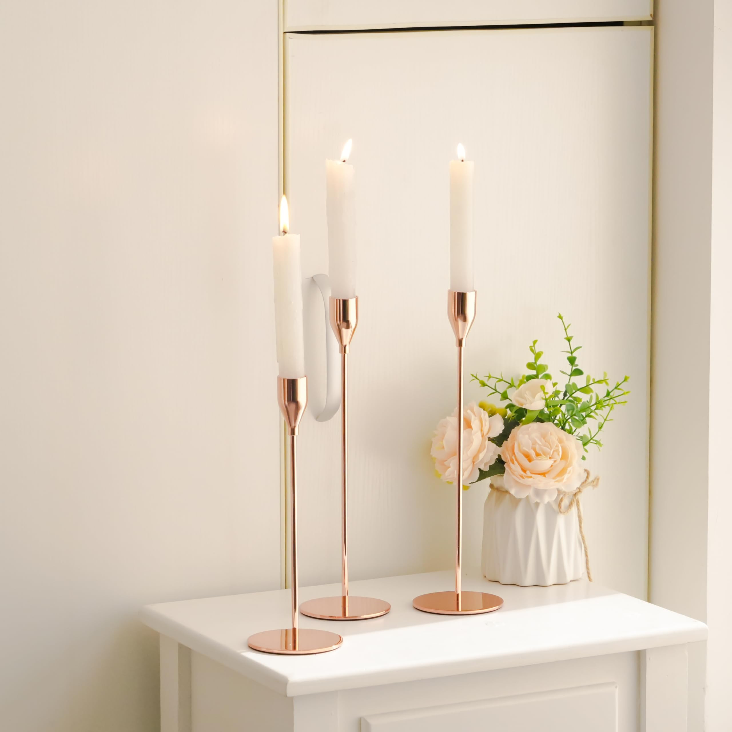 Foryoudecor Tall Candlestick Holders Set of 6, Rose Golden Taper Candle Holder, Vintage Candlesti... | Amazon (US)