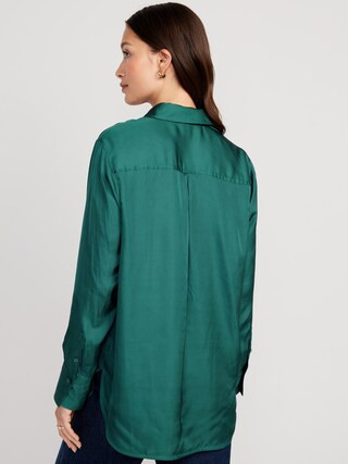 Satin Boyfriend Shirt for Women | Old Navy (US)
