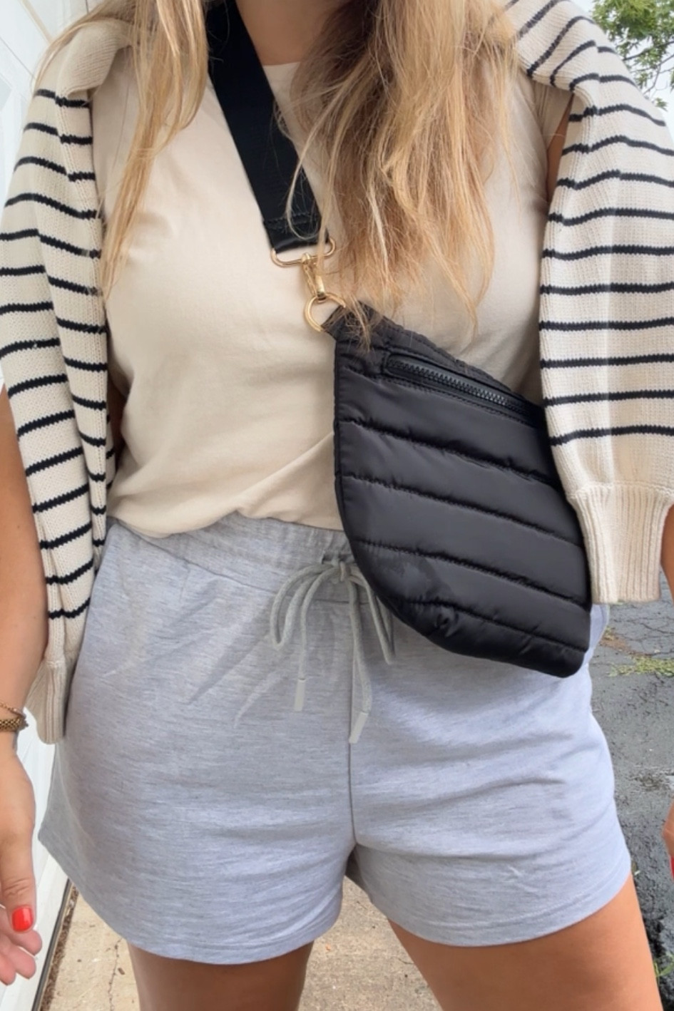 Shorts- i sized up to large for comfy fit

Shirt- i sized up large ( its a shorter style  