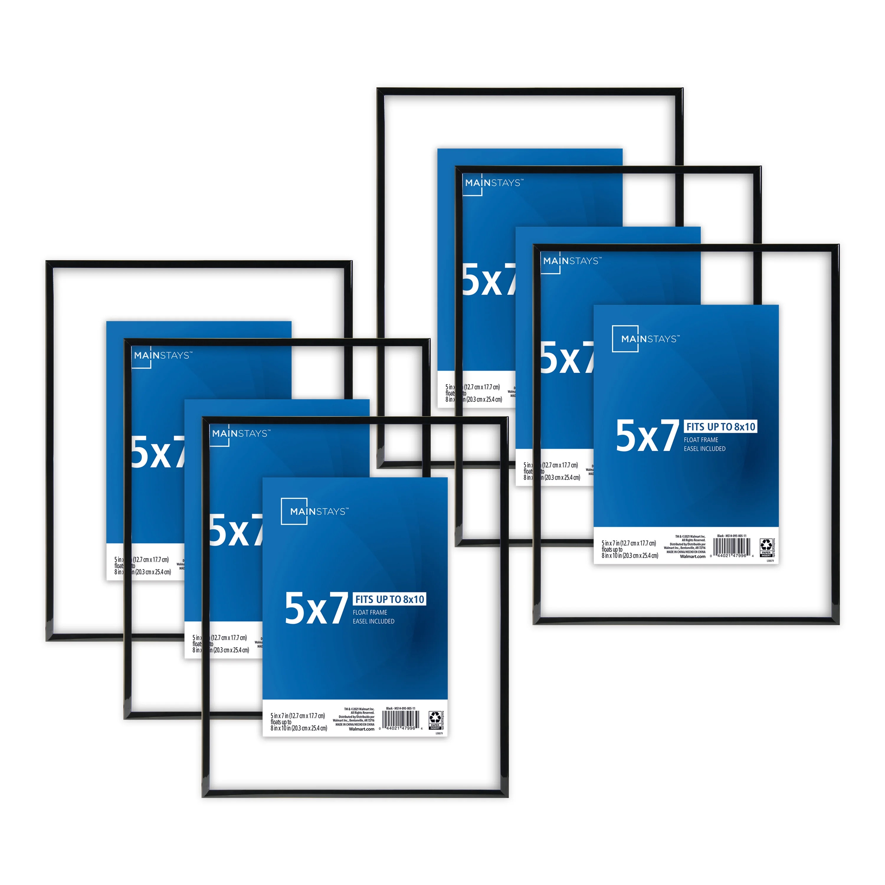 Mainstays 8x10 Floating Picture Frames, Black, Set of 6 | Walmart (US)