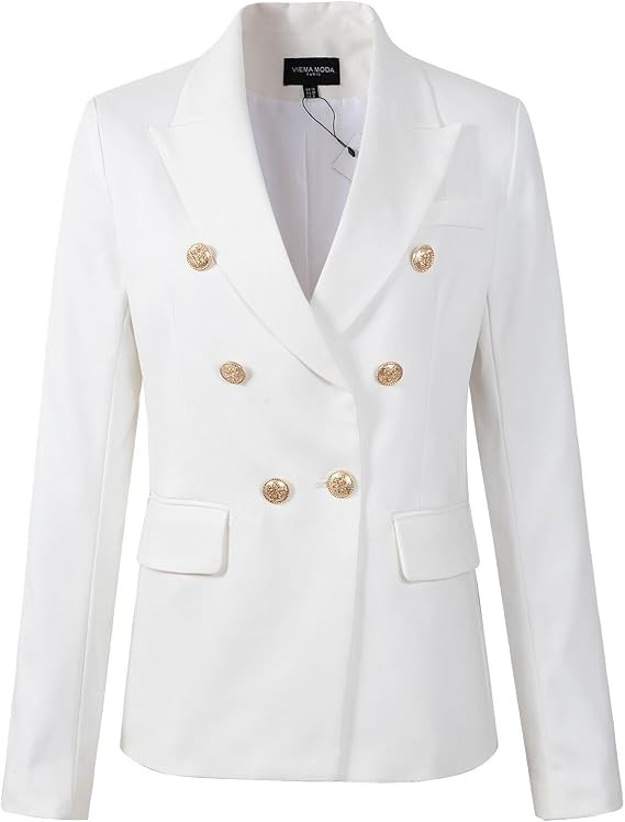 Womens Double Breasted Military Style Blazer Ladies Coat Jacket | Amazon (US)