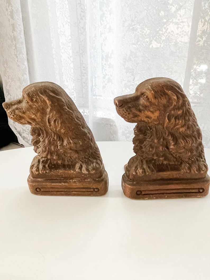 Vintage Dog Spaniel Bookends, Orna Wood Syroco - Etsy | Etsy (US)