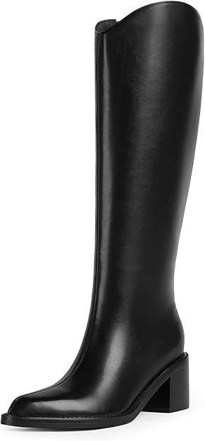 Modatope Women's Knee High Boots Pointed Toe Chunky Block Heel Tall Boots with Side Zipper Long B... | Amazon (US)