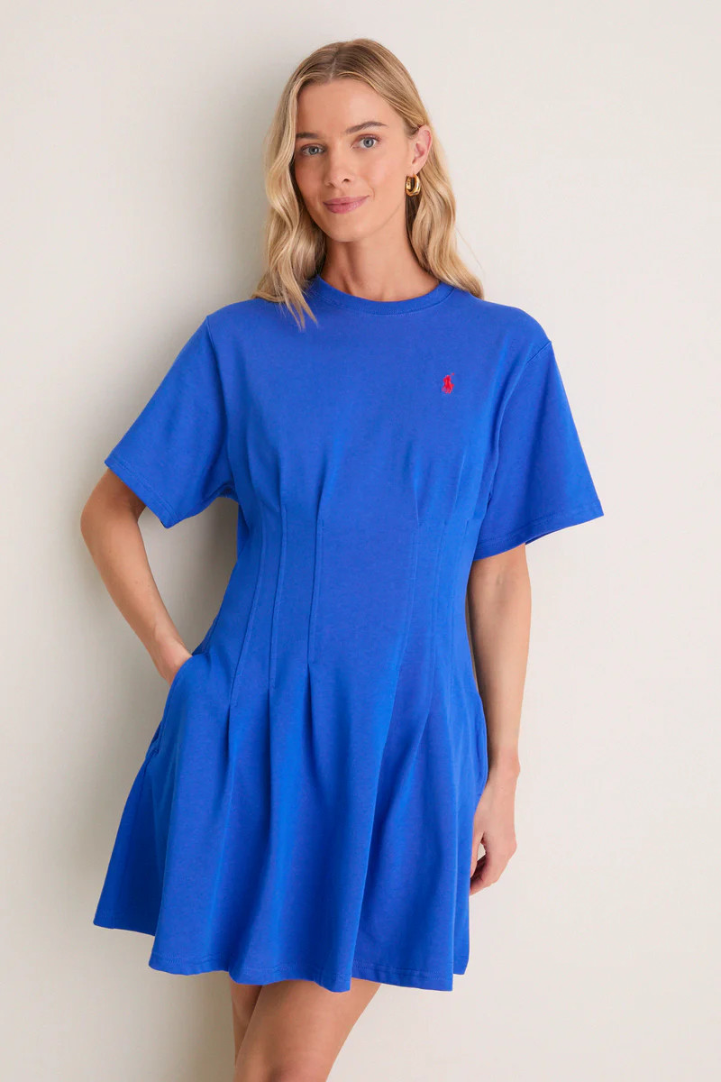 Gala Blue Knit Crew Neck Short Sleeve Dress | Tuckernuck (US)