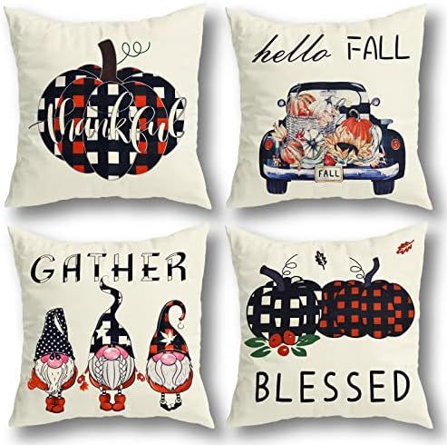 Fall Decor Pillow Covers 18x18 Set of 4 for Home Fall Decorations Farmhouse Thanksgiving Autumn B... | Amazon (US)