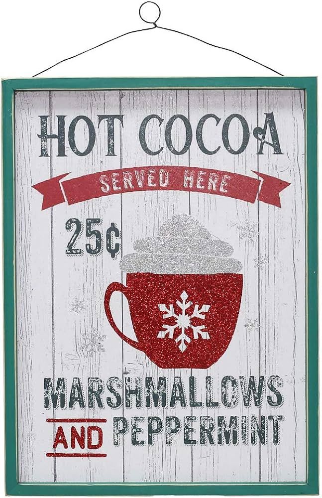 16 Inch Wood Framed Vintage Sentiment Christmas Wall Art Decor 12 inch x 16 inch (Hot Cocoa) | Amazon (US)