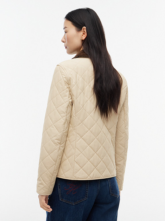 Padded Diamond Quilted Slim Jacket | Beige | Tommy Hilfiger | Tommy Hilfiger UK