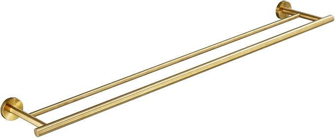 USHOWER 32-Inch Double Bath Towel Bar, Durable SUS304 Stainless Steel, Brushed Gold, Modern Style | Amazon (US)