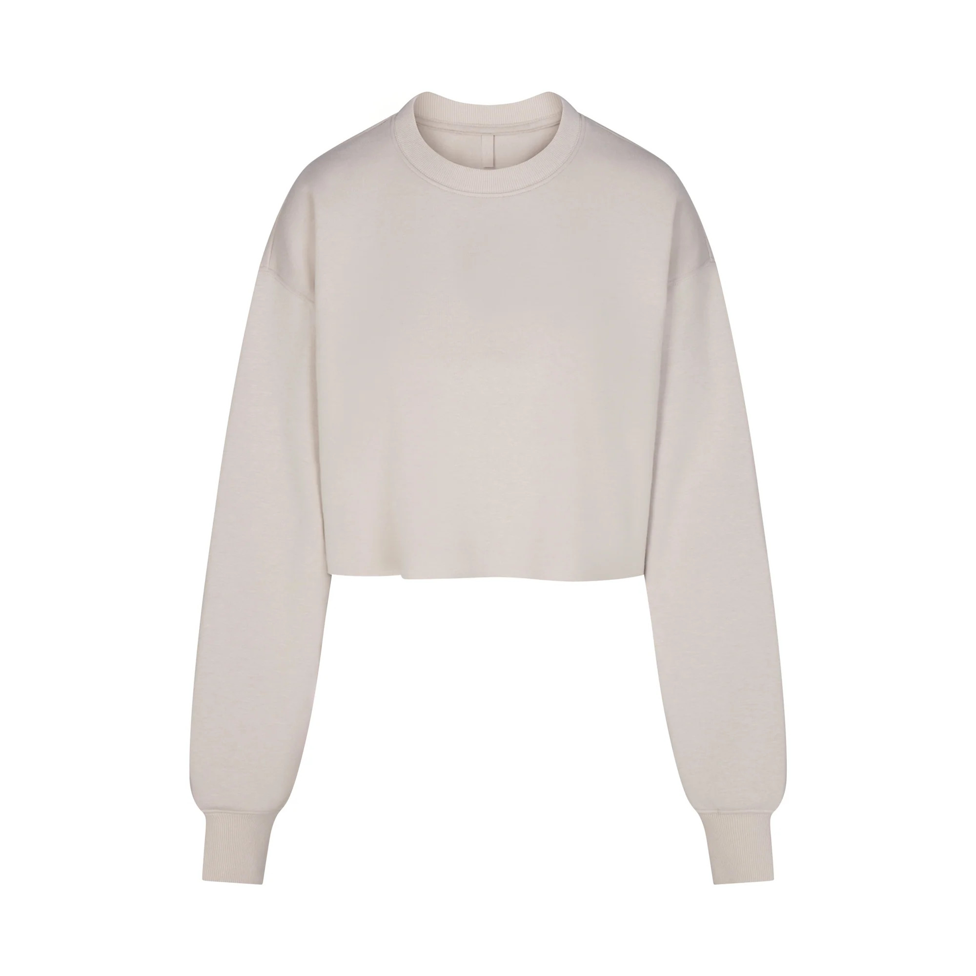 COTTON FLEECE CROPPED CREWNECK | STONE | SKIMS (US)