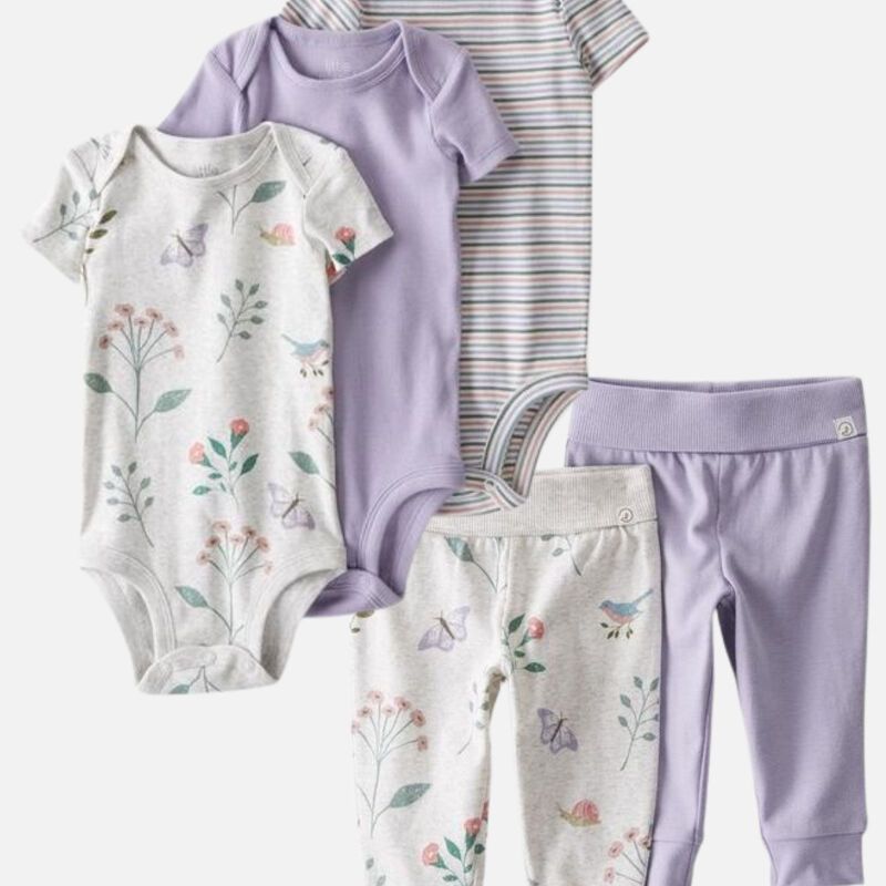 5-Pack Organic Cotton Bodysuits and Grow-With-Me Pants | Carter's