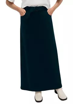 Women's Vegan Suede Fly Front Belted Maxi Skirt | Belk