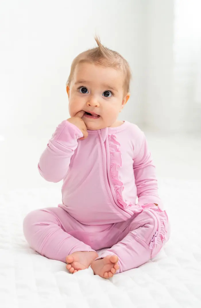 Lillian Pink Ruffle Convertible Footie | Nordstrom