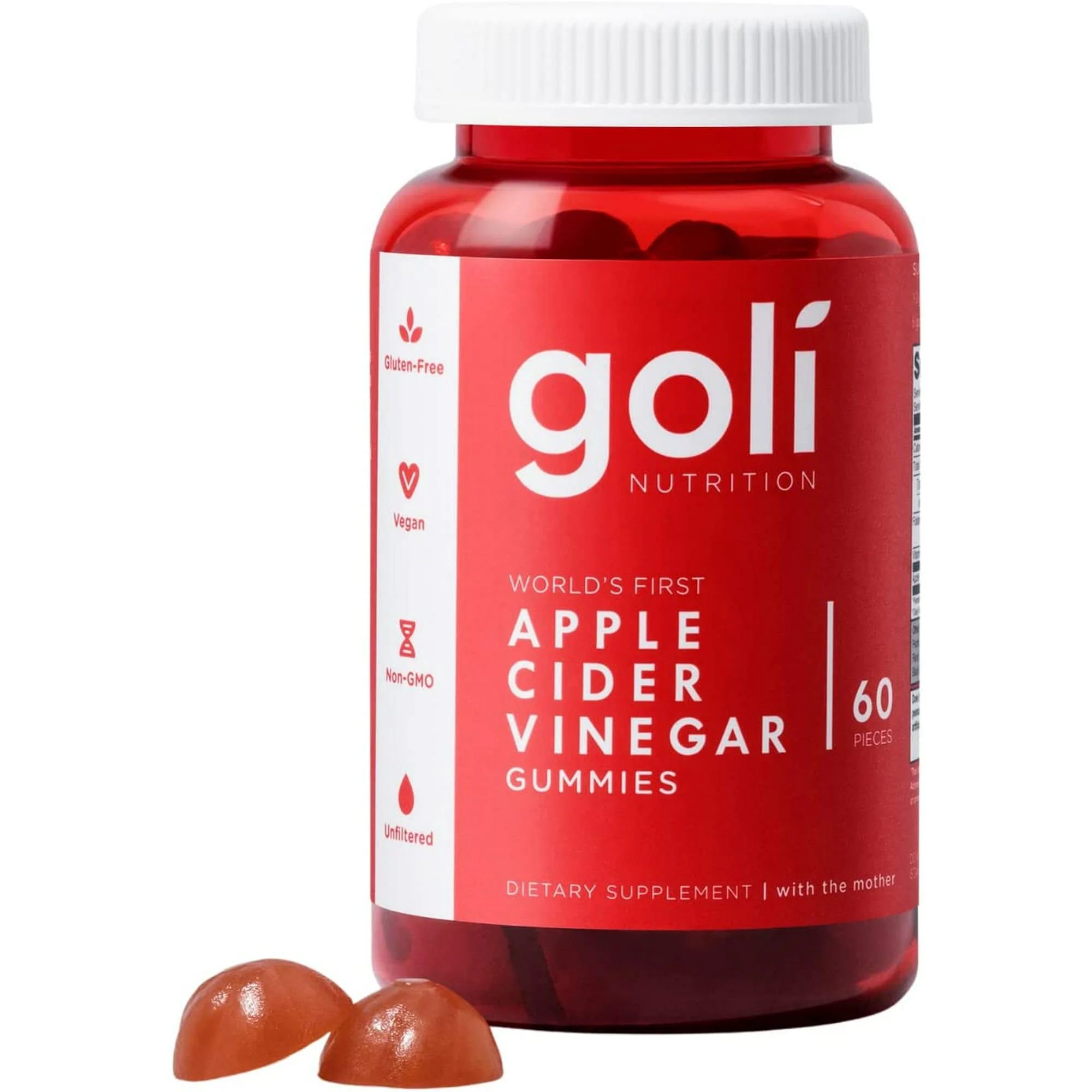 Goli Nutrition Apple Cider Vinegar Gummies, with Apple Cider Vinegar Powder, 60 Count - Walmart.c... | Walmart (US)