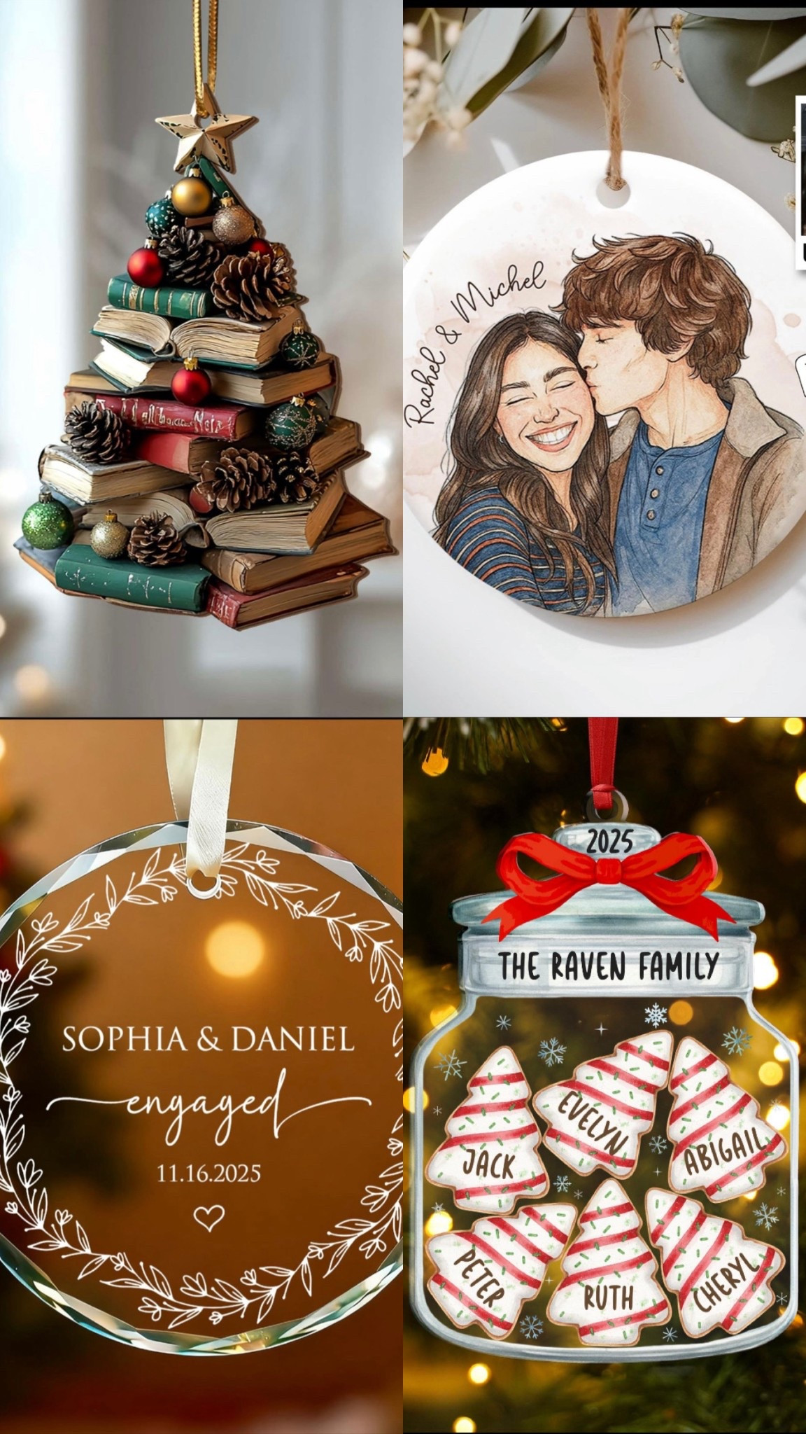 Wooden Christmas tree ornament made of books, Christmas tree ornament, personalized photo ornament. Adorno para pareja  

#LTKHoliday #LTKCyberWeek #LTKSeasonal