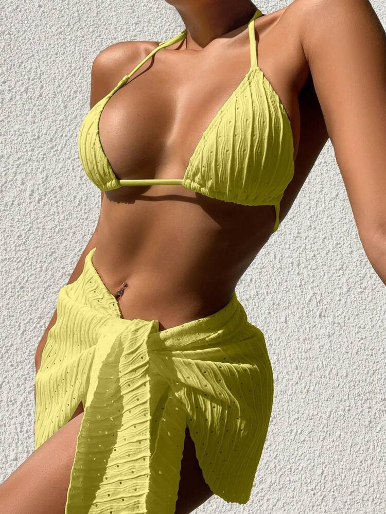 Halter Triangle Bikini Swimsuit With Beach Skirt
       
              
              $13.99     ... | SHEIN