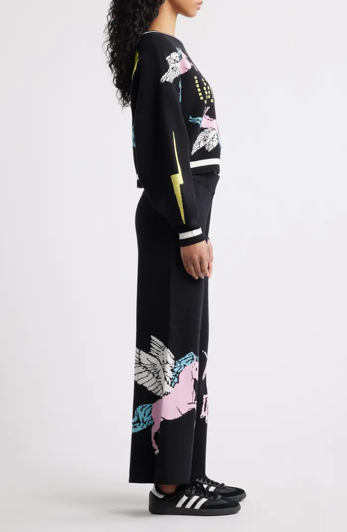 Dressed in Lala Weirdos Unite Pegasus Jacquard Sweater & Wide Leg Pants Set | Nordstrom | Nordstrom